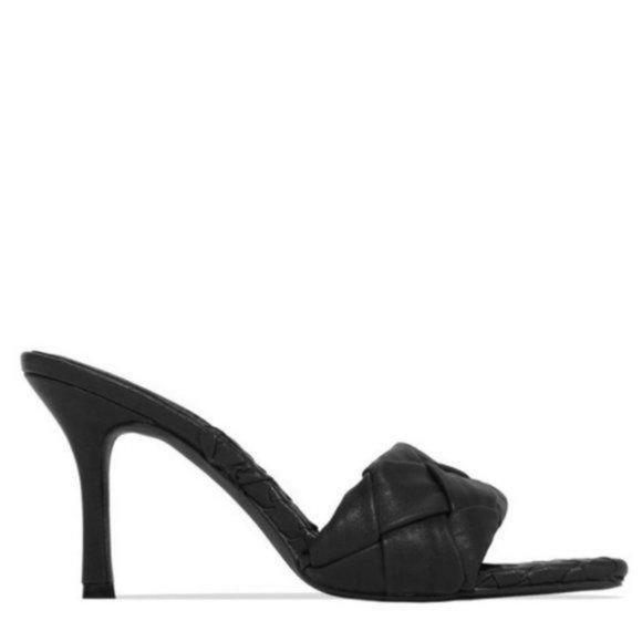 !! EXCLUSIVE !! Square Toe Braided Mule in Black - Picture 3 of 12
